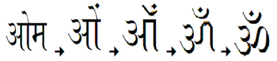 Sequence of Changes to the Om Representation in Devanagari